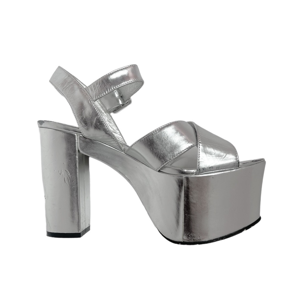 ALDO silver shiny platform heels